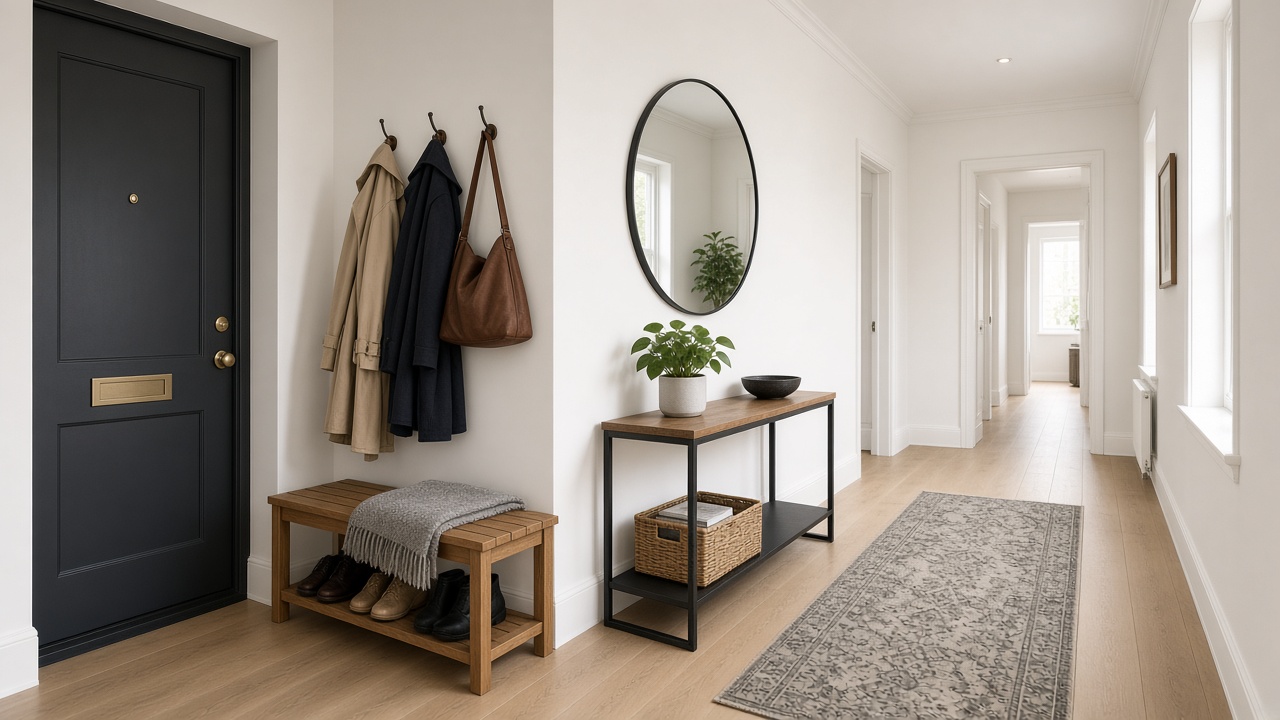 A tidy hallway and entryway after a professional clean